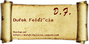Dufek Felícia névjegykártya